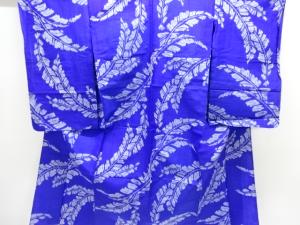 大正ロマン　羊歯模様織り出し単衣銘仙着物